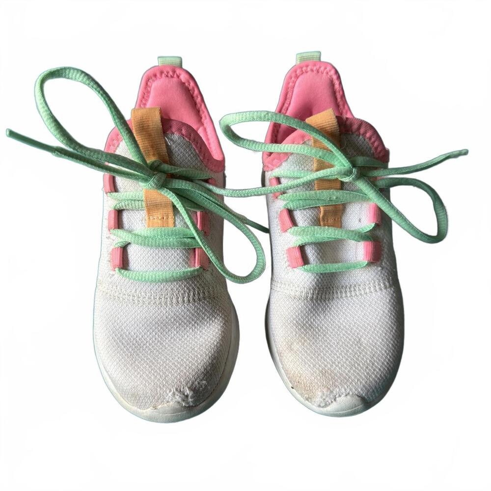 adidas Cloudfoam‎ kids sneakers white mesh pastel lace-up size 11K